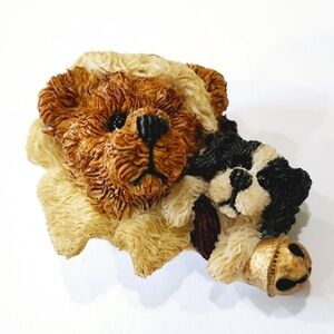 Boyd's Bear Brooch. Santa Bear with Dog and Bell